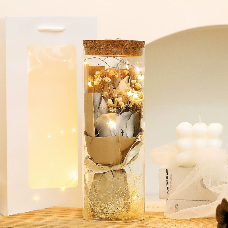 Подарочная стеклянная открытка ко Дню матери с букетом пожеланий Rose Eternal Bouquet Ornament Creative Dried Flowers 520 оптовая продажа