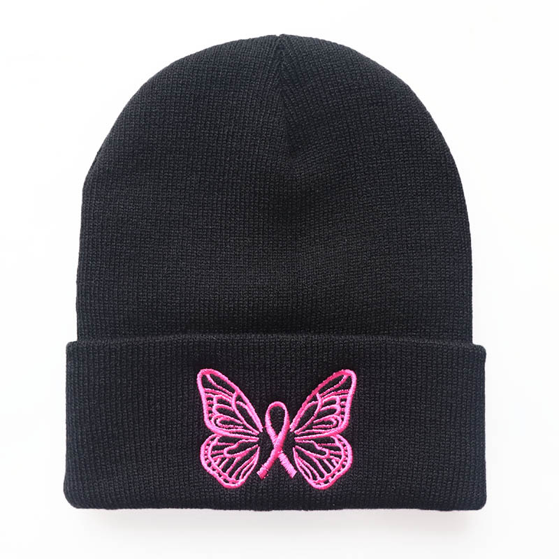 Butterfly Pattern Winter, Autumn Season Women's Simple Style Butterfly Embroidery Crimping Wool Cap