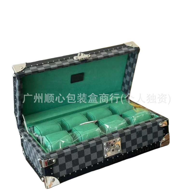 Lujia 時計ボックス老眼黒花時計収納ボックス中古ハイエンドディスプレイボックス黒格子 8 桁ジュエリーボックスハードボックス|undefined