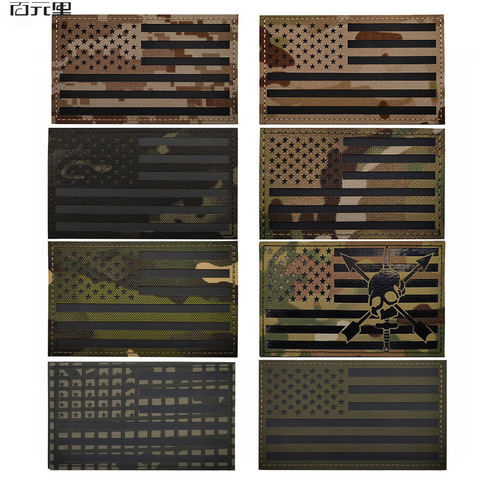 5*3IN beautiful size laser cutting reflective Velcro badge IR night identification stamp flag Velcro