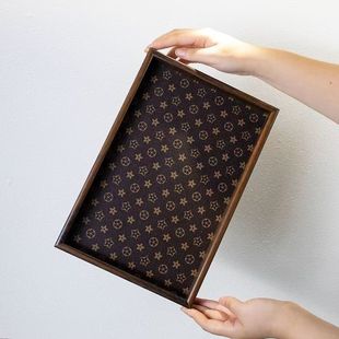 Tea Tray Retro High-End Light Luxury Rectangular Tea Wine Glass Jewelry Walnut Storage Wooden Tea Tray Tray