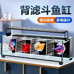 リビングルーム用小型超白色ベタ水槽ガラスマルチグリッド分離バックフィルター水交換不要エコロジカル金魚水槽ベタ専用
