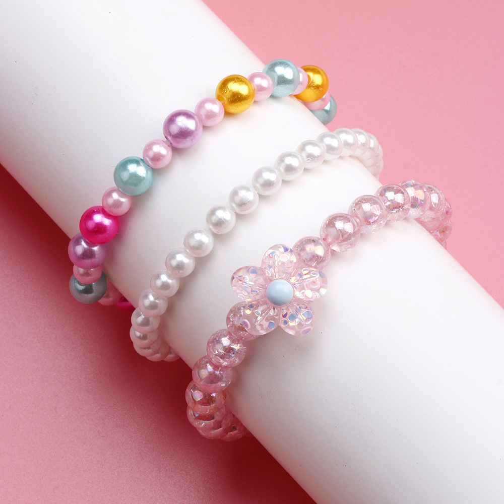 Cute Flower Plastic Beaded Girl's Bracelets 3 Pieces display picture 2