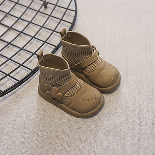 New small shoes autumn and winter girls' socks shoes cover feet soft bottom non-slip princess shoes casual toddler Martin boots female treasure