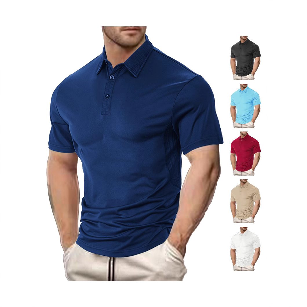 Europa y América Amazon temu comercio exterior camiseta de manga corta para hombre moda de verano casual solapa suelta polo de algodón perlado