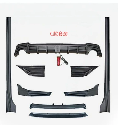 and rear bumper, Big Surrounded - 22-24-models-11th-generation-civic-yofer-dark-night-edition-small-body-kit-c-style-set-front-bumper-side-skirts-rear-lip-corner-covers-unpainted