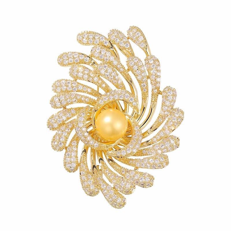 Elegante Blumen Und Feuerwerk Perlen Brosche Für Sakko_voghion.com