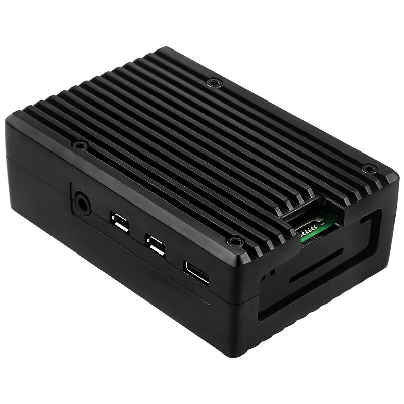 Корпус из алюминиевого сплава для Raspberry Pi 4B 4-го поколения с двойным вентилятором и интегрированной защитной оболочкой