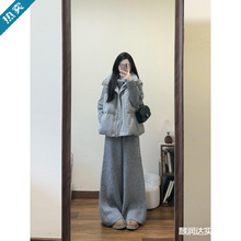 2025秋冬季流行时尚气质保暖马甲修身针织毛织衫休闲阔腿裤三件套