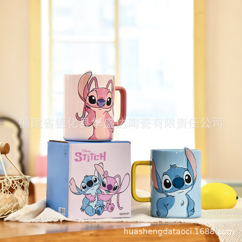 本物のステッチカップルストレートカップホーム漫画マークウォーターカップ誕生日ギフトセラミックペアカップ在庫卸売|undefined