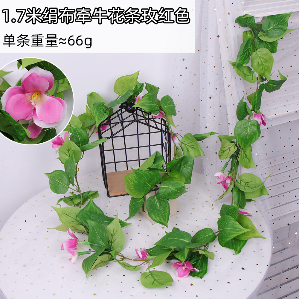 Gloria de La Mañana artificial ratán interior techo tubo sinuoso decoración al aire libre cerca artificial tela seda trompeta flor