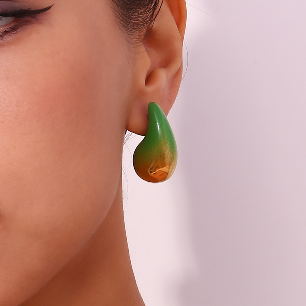 14g Weight Stainless Steel Ear Needle Material Ear Studs Classification 1 Pair Quantity Holiday, Daily Occasion Stainless Steel Material Water Droplets Pattern Women's Gender Plating Design Simple Style Style 1 Pair Simple Style Water Droplets Plating Stainless Steel Ear Studs 19