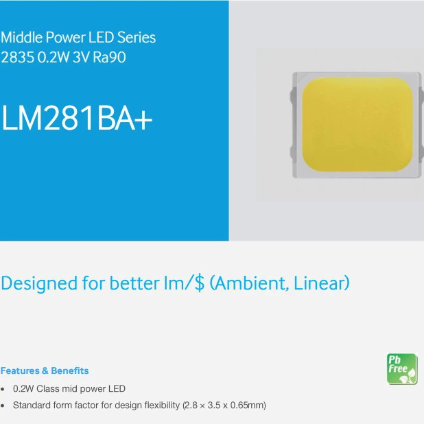 Samsung LED RA90 0.2W 2835 LM281BA+ 3V первоуровневый аналог оригинал