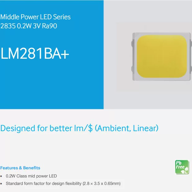 Samsung LED RA90 0.2W 2835 LM281BA+ 3V первоуровневый аналог оригинал