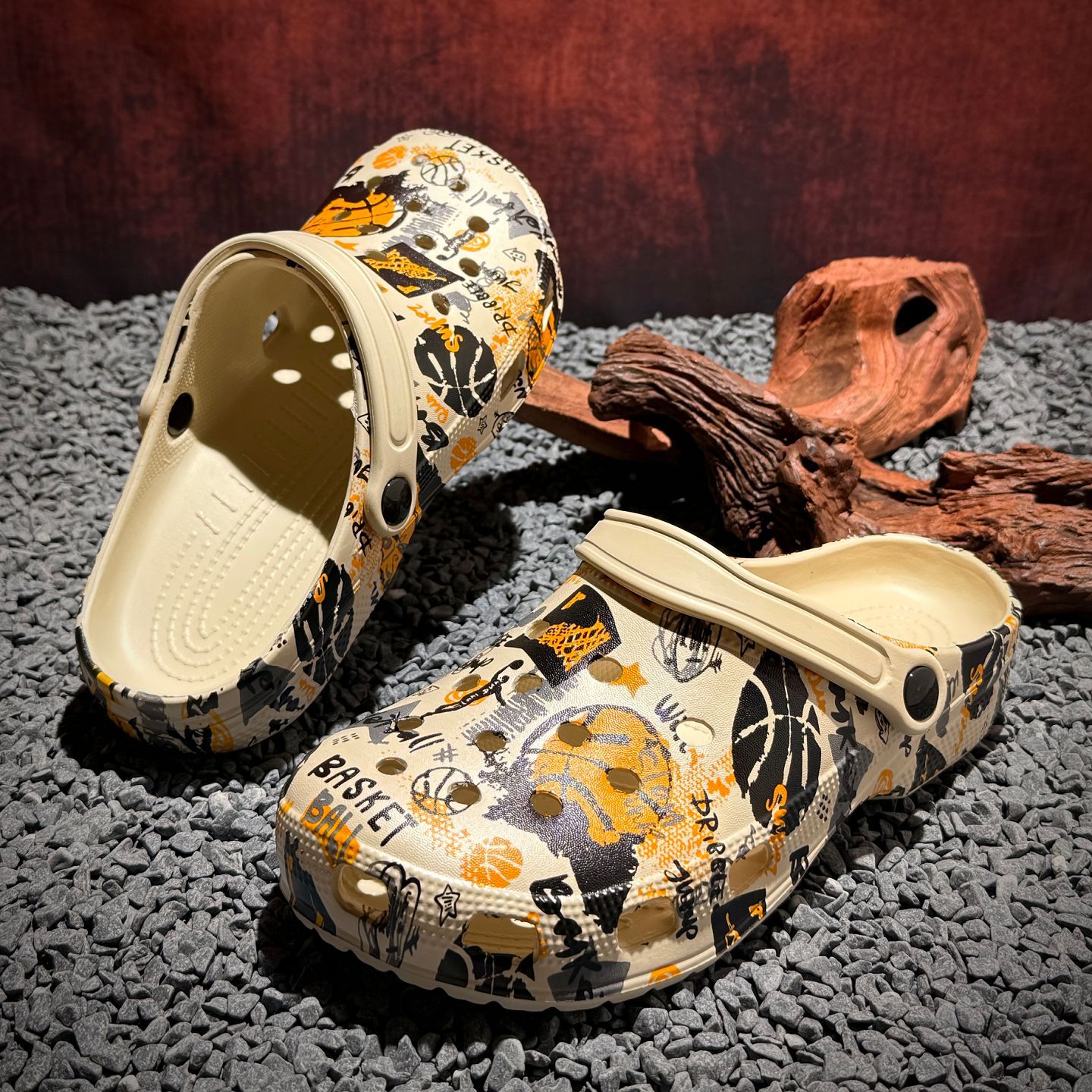 Zapatos de baloncesto transfronterizos 2026 nuevas sandalias de cabeza de bolsillo zapatos de playa para hombres zapatos de baloncesto casuales impresos zapatillas
