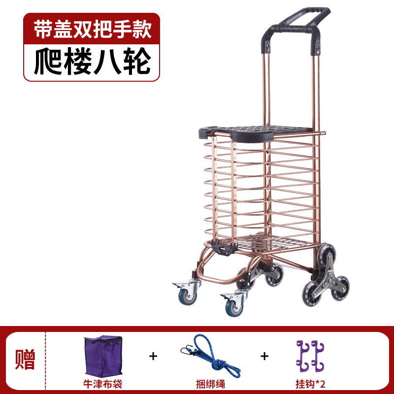 Subir escaleras para comprar verduras, pequeño conductor tirado por mano, carro plegable, portátil multifuncional, anciano, agua embalada para comprar verduras, artefacto mágico, joven