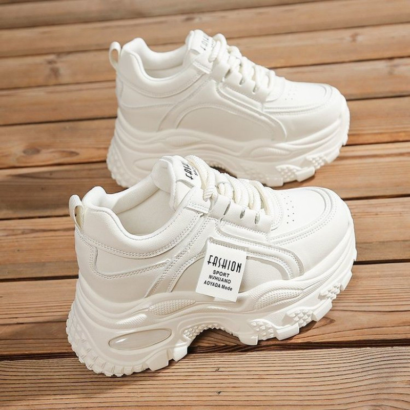 Foreign Trade Cross-Border Sports Casual Dad Shoes for Women, New Autumn and Winter Trendy Thick-Soled Student Platform Lace-Up Solid Color White Sneakers Foreign Trade Cross-Border Sports Casual Dad Shoes for Women, New Autumn and Winter Trendy Thick-Soled Student Platform Lace-Up Solid Color White Sneakers