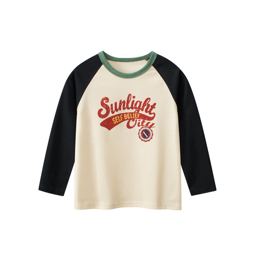 27kids Korean-style children's long-sleeve T-shirt 2025 Spring children's base shirt for baby boys