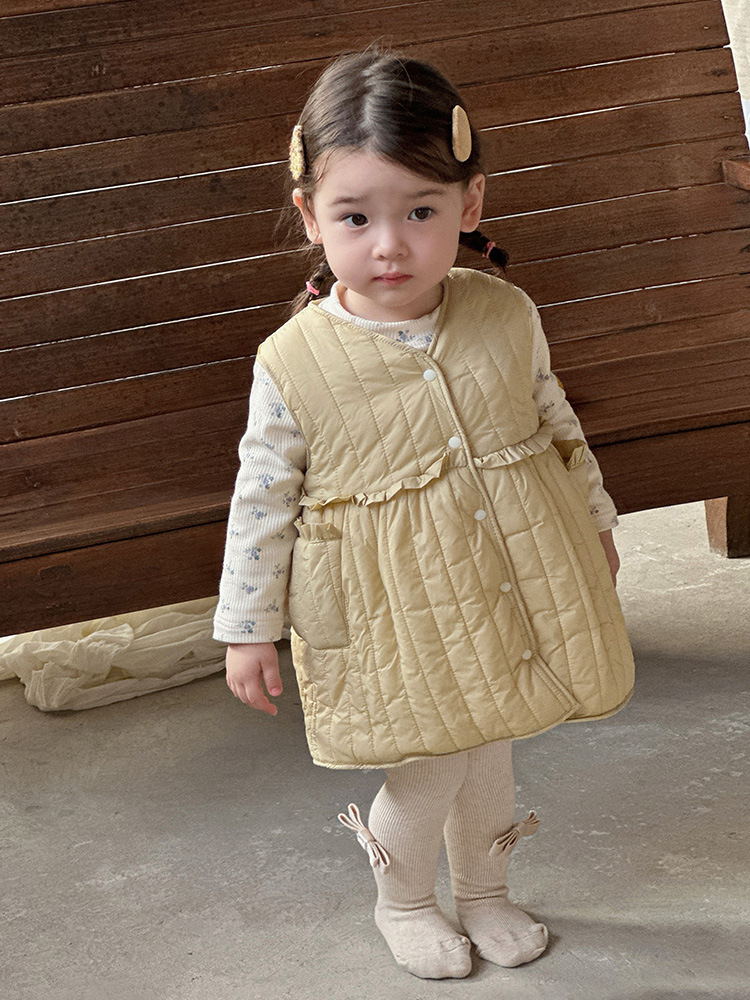 Traje de vestido de bebé de otoño e invierno versión coreana más traje de terciopelo para niñas de 1 a 3 años, falda acolchada cálida de estilo occidental