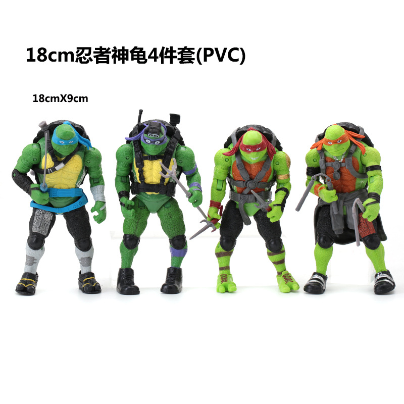 (2개) 클래식 영화 버전 4 닌자 거북이 뜨거운 판매 손 모델 장난감 인형 모양 움직일 수있는 수집품