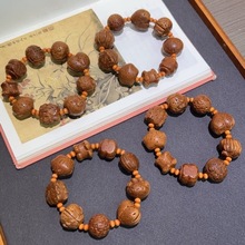 桃核雕刻多宝手链纯手工编织时尚手饰男女款时尚简约文玩