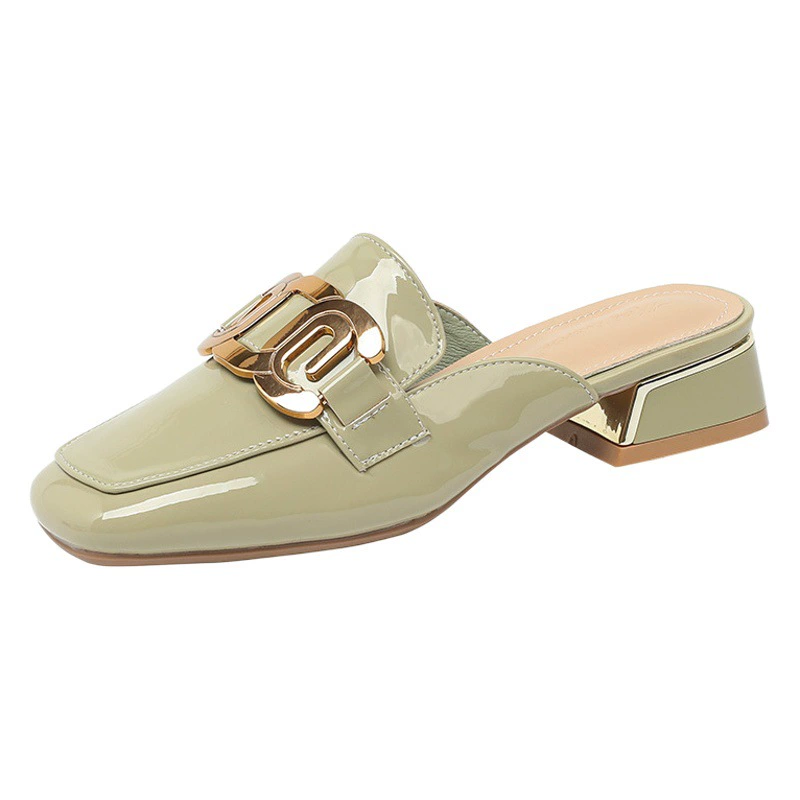 Модные женские мюли на толстом каблуке, закрытый носок, лето 2025, новые универсальные сабо.