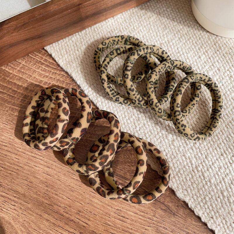 Cross-border bestseller: High-elasticity leopard print hair tie, durable ponytail and bun hair rope for women, thickened hair accessory