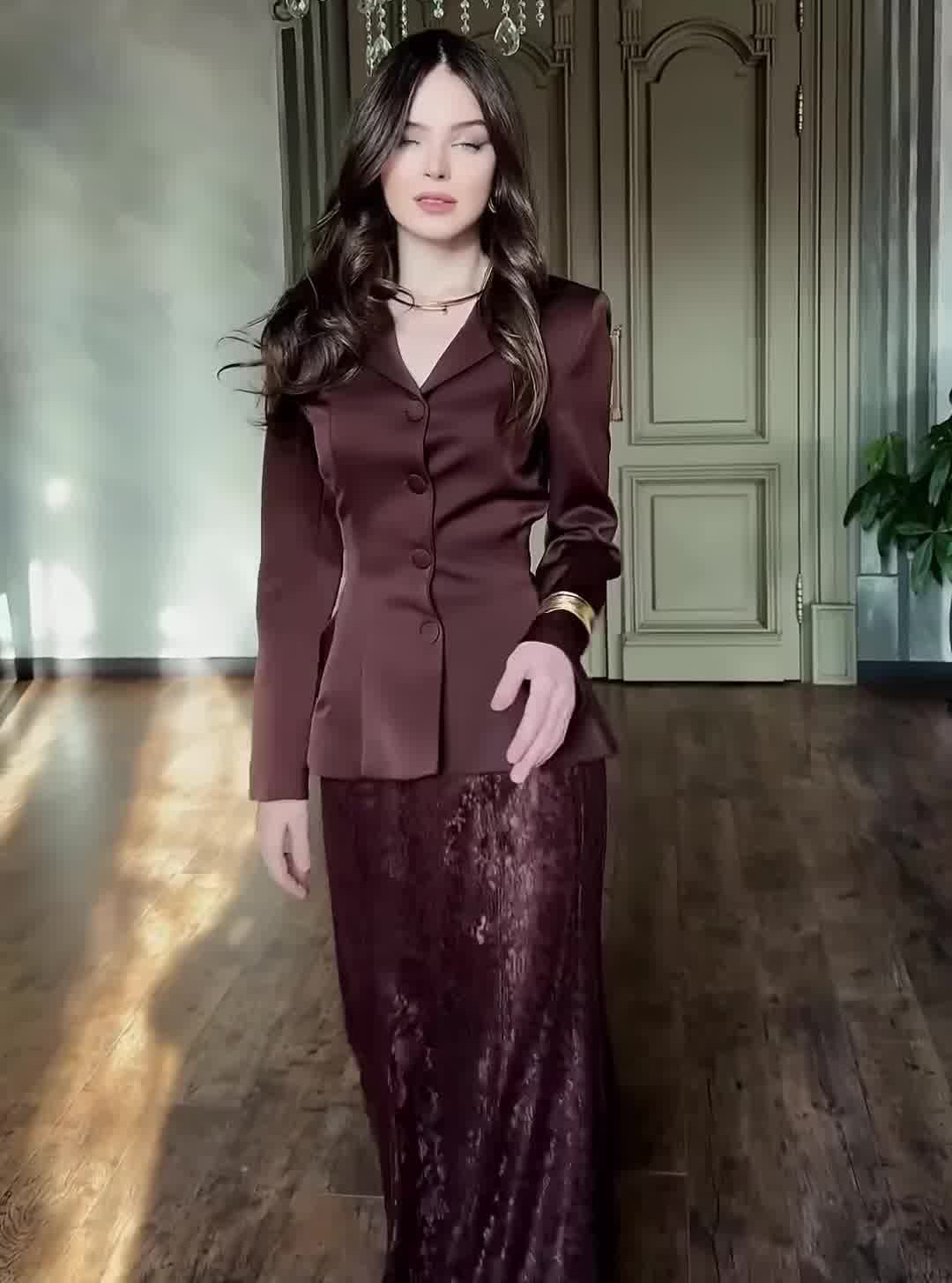 Elegant Women's Slim Fit Fashion Fishtail Skirt Set European And American Cross Border Autumn Collection Paired with Top_ecoleips.com