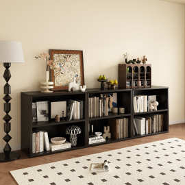 书架置物架落地书柜书架黑色格子柜收纳柜客厅置物柜展示柜矮柜子