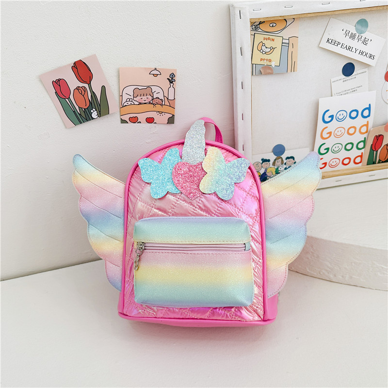 Arco de diamante extranjero bolsas escolares para bebés alas pequeñas de amor mochila de moda para niños y niñas mochila de sequillas de moda para niños