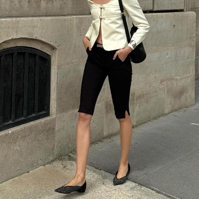 Kendall Elastic Side-Slit Cropped Capri Pants for Women, Size 26, Summer American Style Slim-Fit Casual Pants Capri Kendall Elastic Side-Slit Cropped Capri Pants for Women, Size 26, Summer American Style Slim-Fit Casual Pants Capri