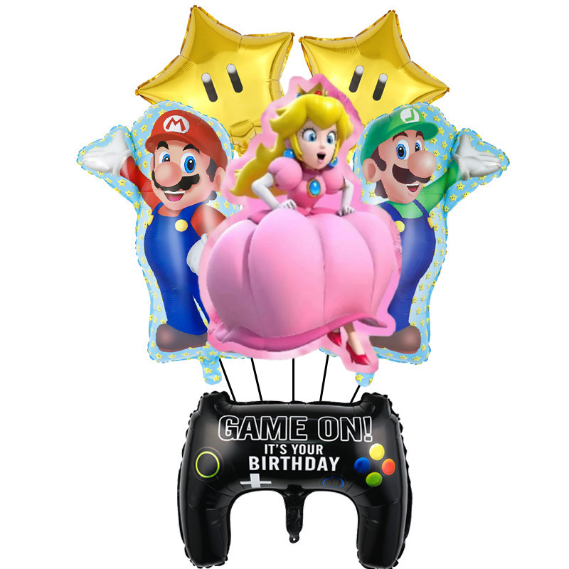 Transfronterizo Mario modelado de globos de aluminio Mario tema juego de cumpleaños diseño de juguete decoración del partido papel de aluminio