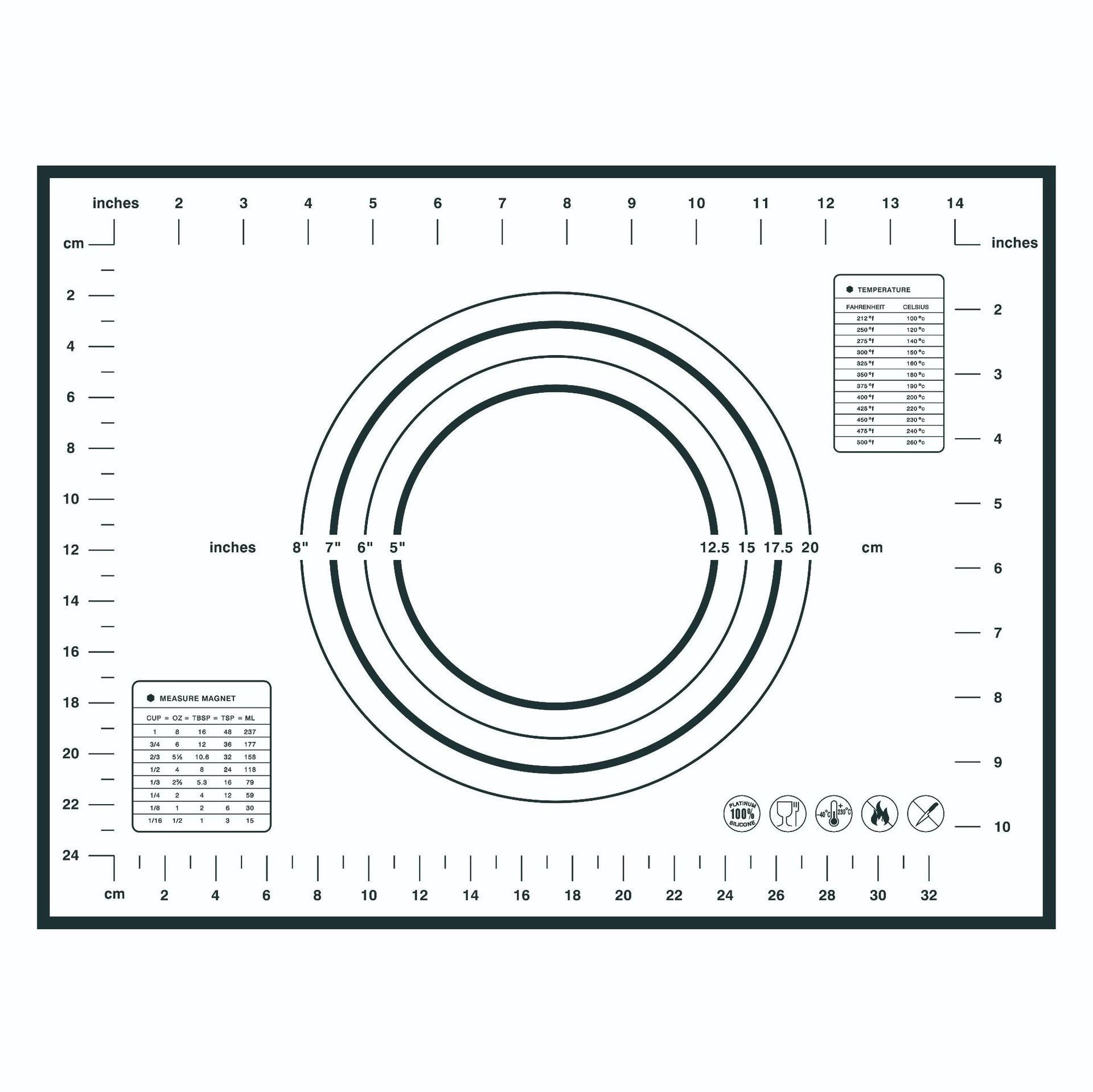 Silicone Kneading Pad, Baking/Rolling Cushion, Multiple Sizes 30×40–60×80 cm, 0.35 mm