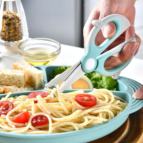 New stainless steel baby food scissors, portable children's food scissors, vegetable scissors, fruit scissors, complementary food scissors