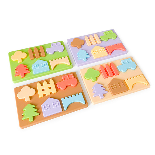 New food grade chewable children's puzzle toy baby early education puzzle matching board silicone puzzle board