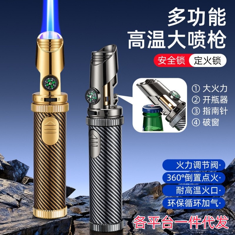 Cross-Border Popular High-Temperature Ignition Gun with Compass, Bottle Opener, Handheld Flame Gun, Camping Barbecue Flame Igniter