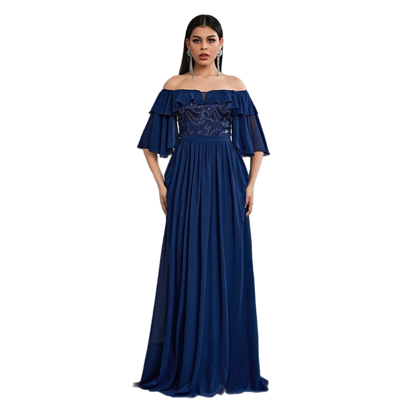 Aliexpress transfronterizo un hombro vestido de noche 2026 nuevo vestido de fiesta de baile vestido de adulto al por mayor image 5