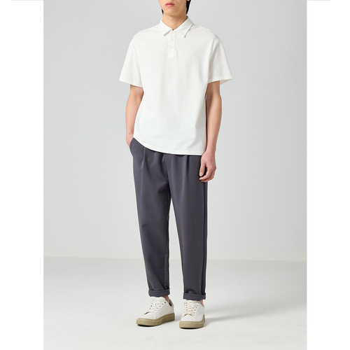 Momaike 210g bead floor cotton basic solid color polo shirt men's summer new work clothes T-shirt men's short-sleeved T-shirt