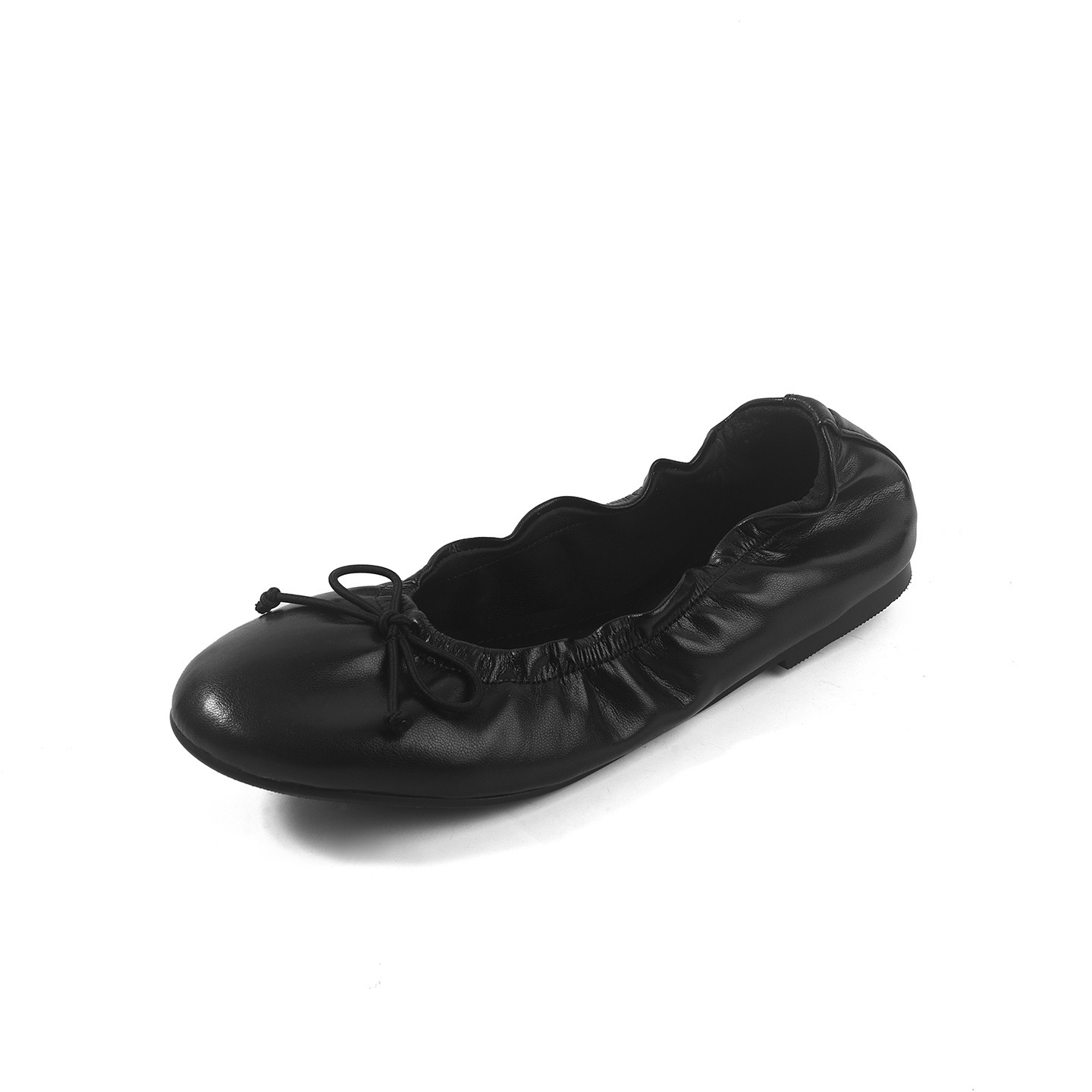 Giày ballet nữ mũi tròn buộc dây nơ, đế mềm, miệng nông — màu nâu chi tiết 24