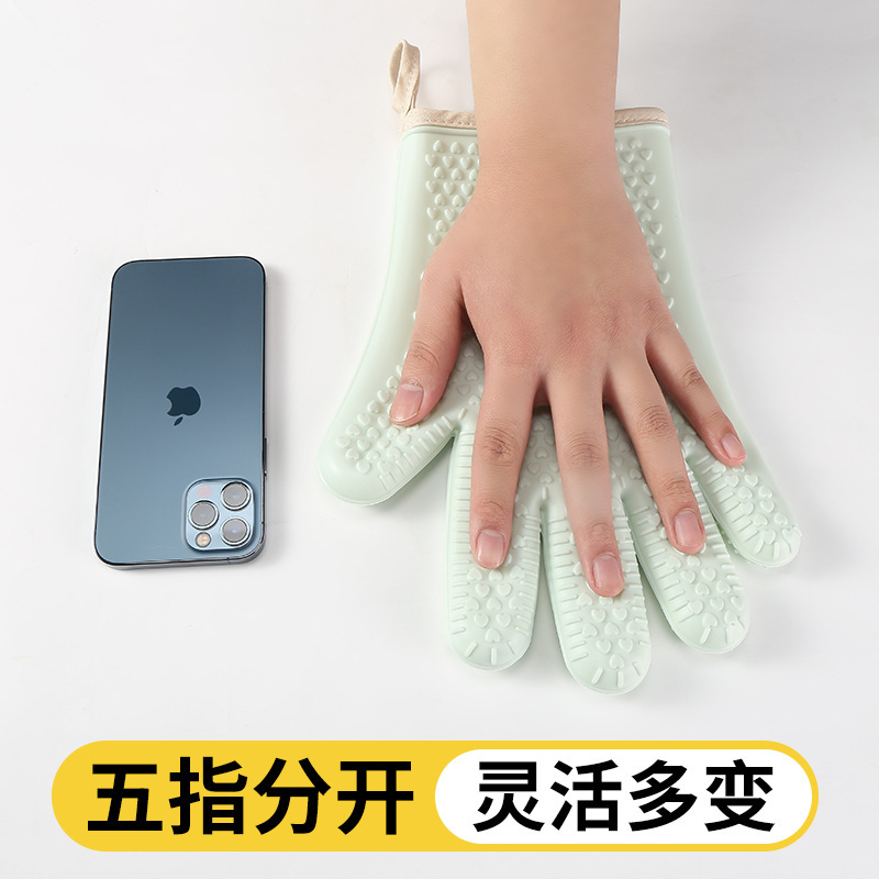 Guante anti-escaldado aislamiento térmico grueso silicona horno de cocina especial para hornear resistente a altas temperaturas antideslizante a prueba de calor horno de horno de microondas