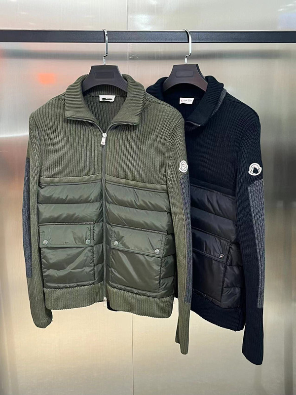 高版本蒙家大口袋羽绒服FW24纯色衔接拉链夹克针织白鸭绒羽绒外套|undefined