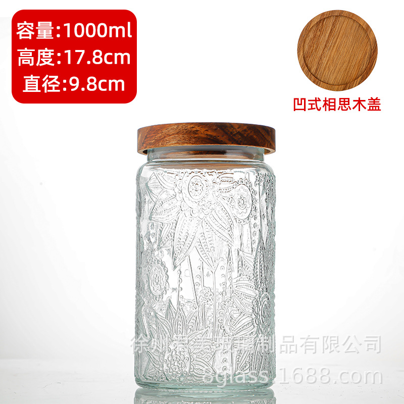 Nuevo estilo chino Begonia flor vidrio sellado almacenamiento tarro hogar cocina almacenamiento tarro té mandarina cáscara gran capacidad almacenamiento tarro