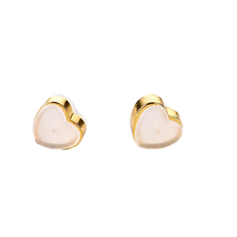 Silicone peach heart ear plug heart-shaped ring electroplated gold ear stud plug earrings back buckle cap jewelry ear forced word printing hot sale Silicone peach heart ear plug heart-shaped ring electroplated gold ear stud plug earrings back buckle cap jewelry ear forced word printing hot sale