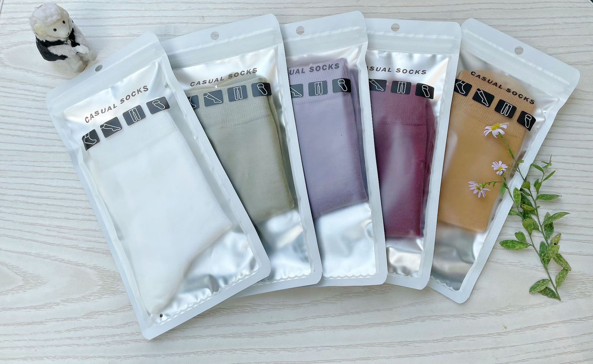 New pure cotton mid-length socks for women, sweat-absorbing, breathable and warm in autumn and winter, solid color pile socks for women, trendy socks wholesale pic 14