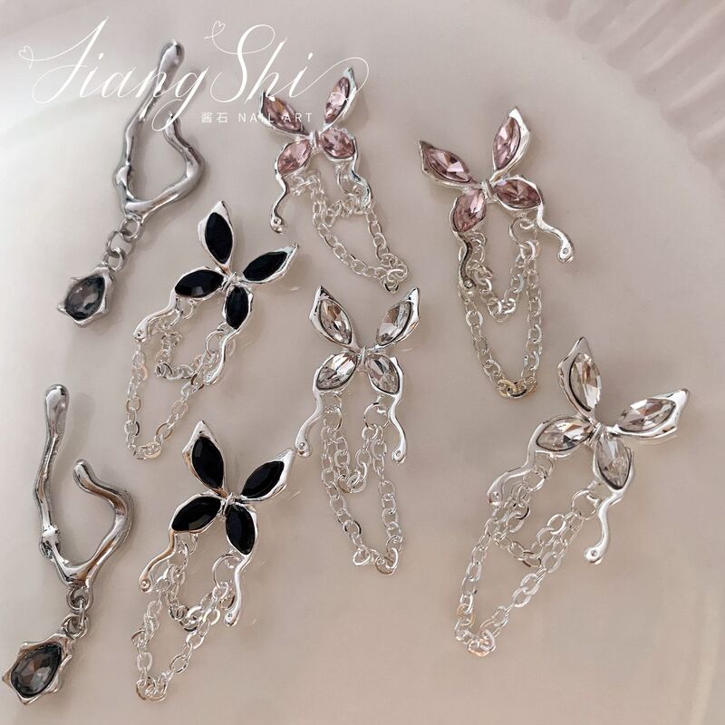 Internet Celebrity New Style Chinese Nail Art Jewelry Mercury Melting Butterfly Liquid Butterfly Art Irregular Pendant Super Fairy Decoration