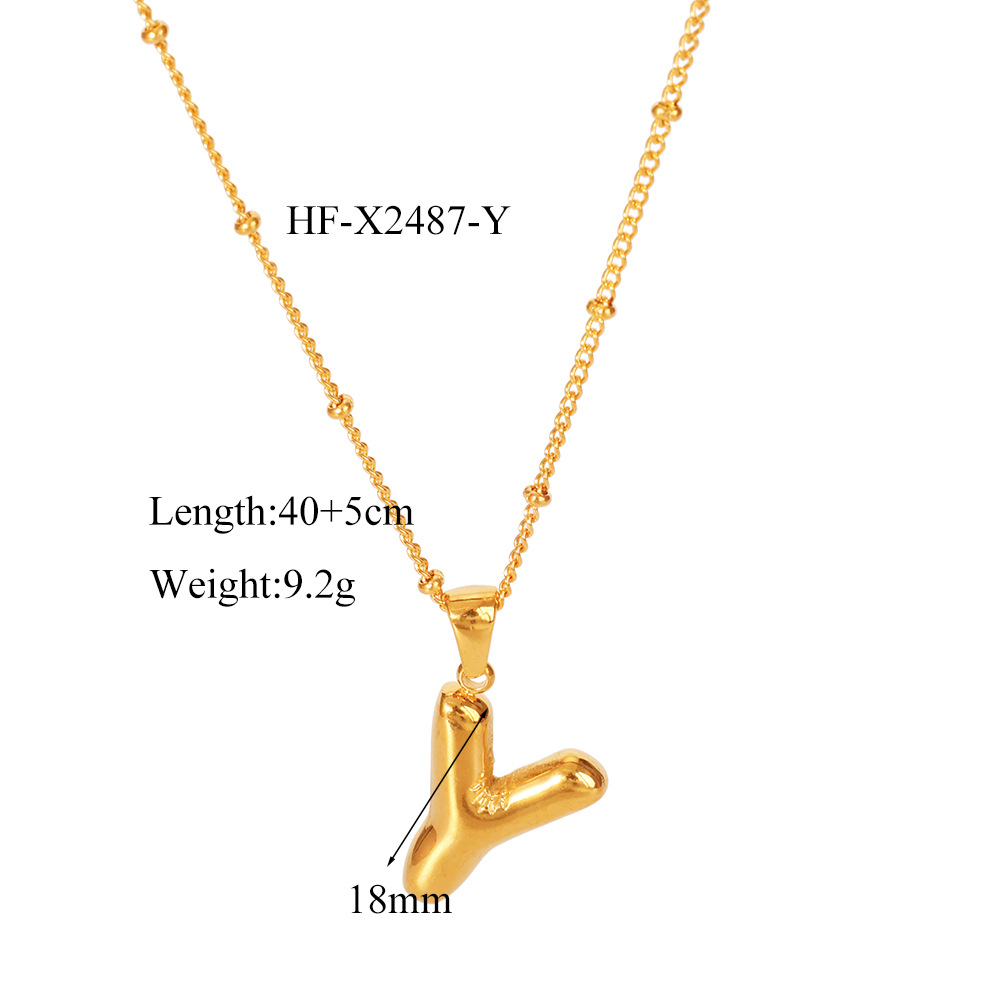 12g Weight Titanium Steel Pendant Material Pendant Necklace Classification Titanium Steel Chain Material cable chain Chain Type 1 Piece Quantity Daily Occasion Titanium Steel Material Letter Pattern All Seasons Season Women's Gender Plating Design Modern Style, Simple Style Style Wholesale Jewelry Modern Style Simple Style Letter Titanium Steel Plating Cable Chain Pendant Necklace 16
