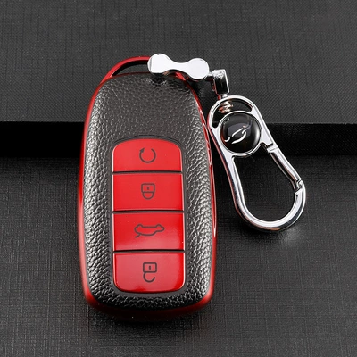 5PLUS leather key case buckle — Car key bag - chery-h-smart-4-key-vitality-red-single-shell-metal-buckle