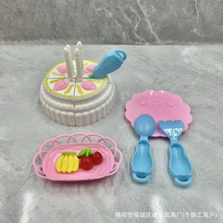 微缩版迷你蛋糕套装带小刀餐盘仿真生日蛋糕切切乐水果过家家玩具