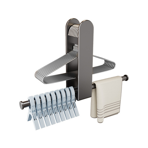 Clothes hanger storage gadget balcony clothes hanger hook wall-mounted organizer drying rack hole-free household storage rack foldable
