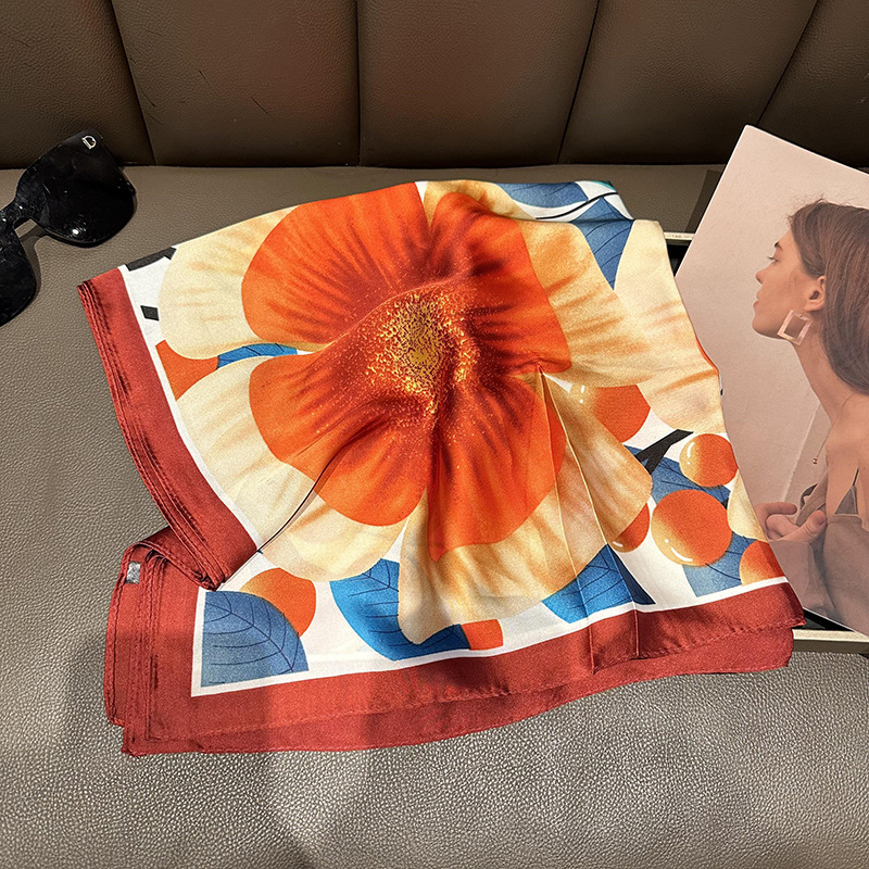 Bufandas de seda para mujeres 2025 primavera y otoño moda versátil temperamento minimalista 65cm bufandas de seda simuladas bufandas delgadas bufandas